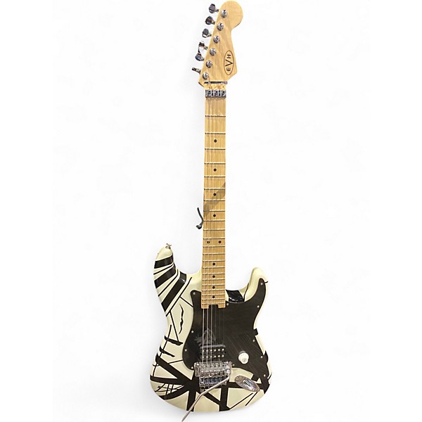 Used EVH Striped Series Black and White Solid Body Electric Guitar