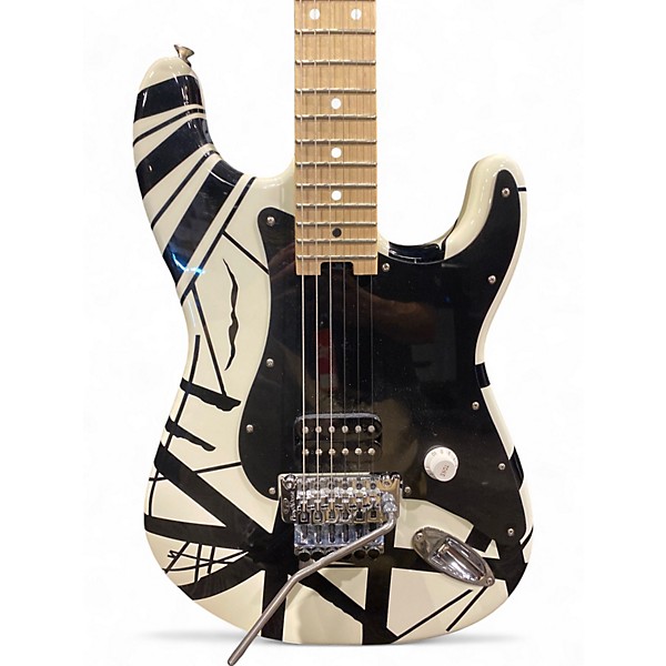 Used EVH Striped Series Black and White Solid Body Electric Guitar