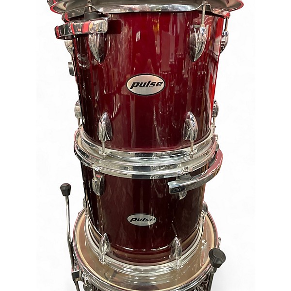 Used Pulse 5 Piece drums Candy Apple Red Drum Kit