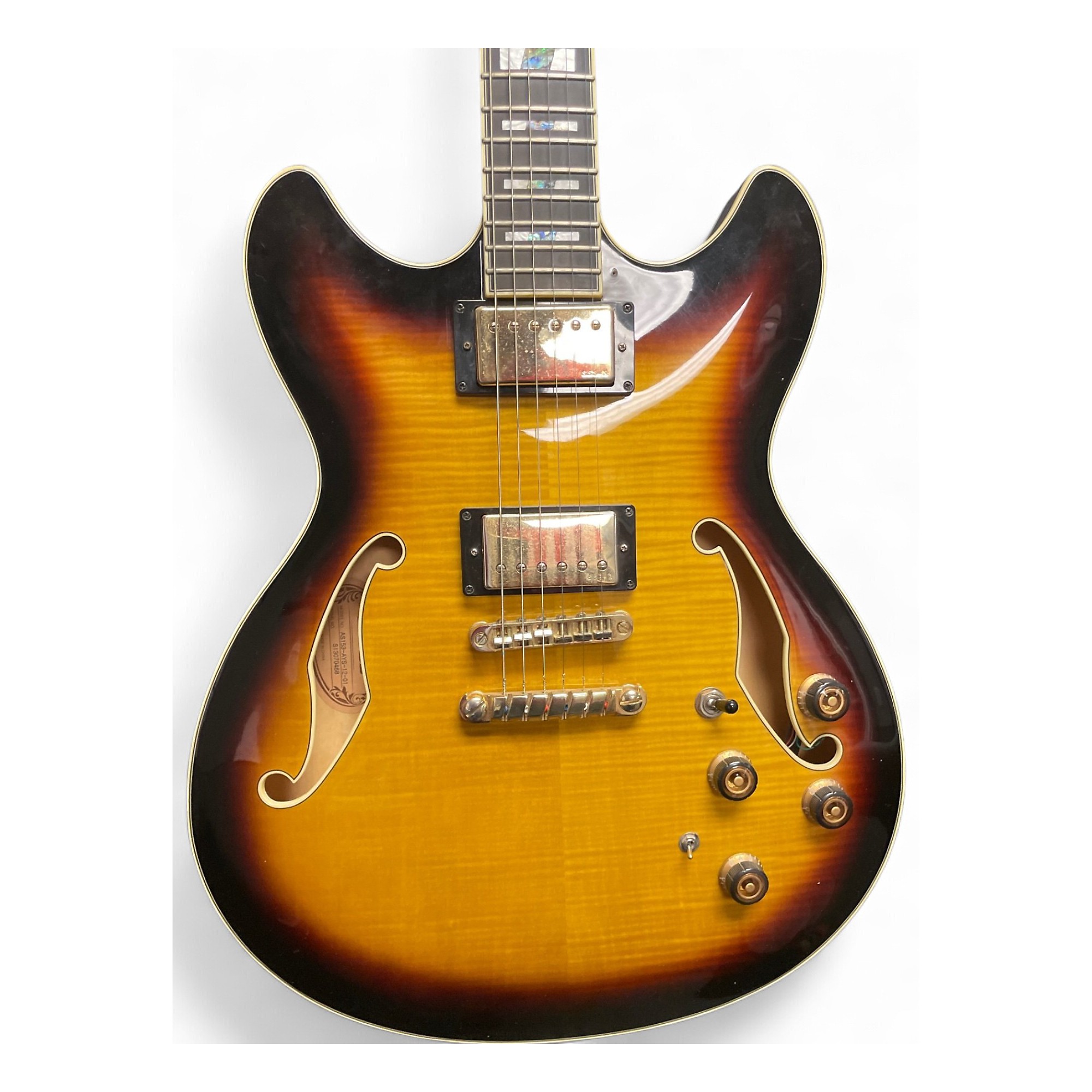 Used Ibanez AS153 2 Color Sunburst Hollow Body Electric Guitar 2