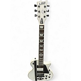 Used Esp Ltd James Hetfield Iron Cross Snow White Solid Black and White Solid Body Electric Guitar