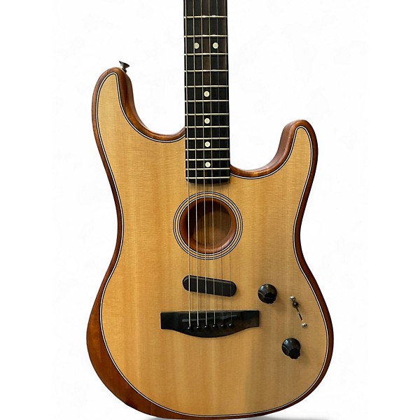 Used Fender American Acoustasonic Stratocaster Natural Acoustic Electric Guitar
