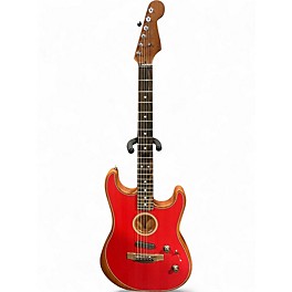 Used Fender American Acoustasonic Telecaster red Acoustic Electric Guitar