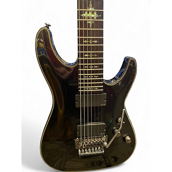 Used Schecter Guitar Research Damien Elite 7 Black Solid
