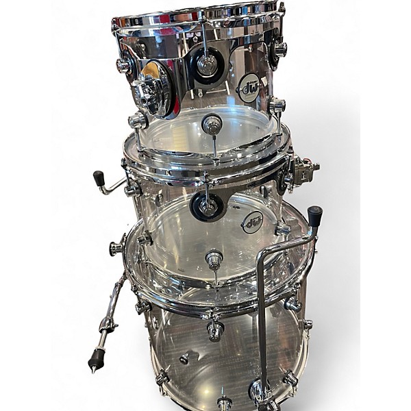 Used DW 4 Piece Design Series Acrylic Clear Drum Kit