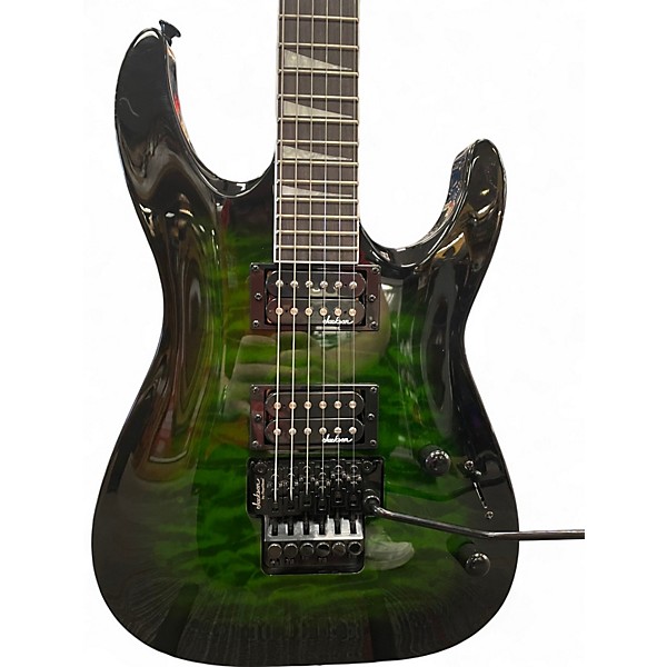 Used Jackson Dinky JS32Q Transparent Green Burst Solid Body Electric Guitar