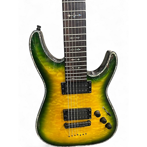 Used Schecter Guitar Research Hellraiser C1 green Solid Body Electric Guitar