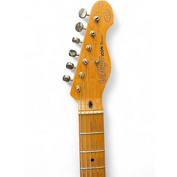 Used Vintage Icon Series V52 Distressed Butterscotch Solid Body Electric Guitar