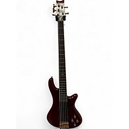 Used Schecter Guitar Research  Elite 5 String Crimson Red Trans Electric Bass Guitar