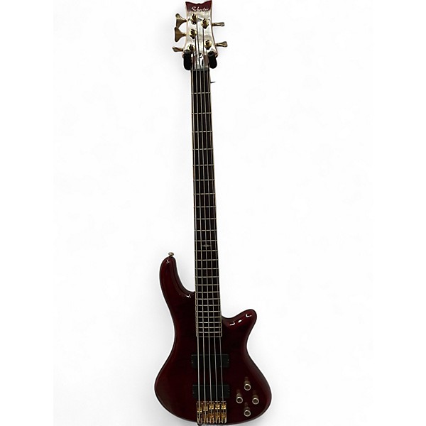 Used Schecter Guitar Research Elite 5 String Crimson Red Trans Electric Bass Guitar