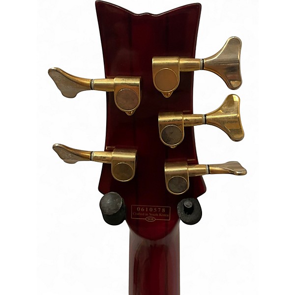 Used Schecter Guitar Research Elite 5 String Crimson Red Trans Electric Bass Guitar