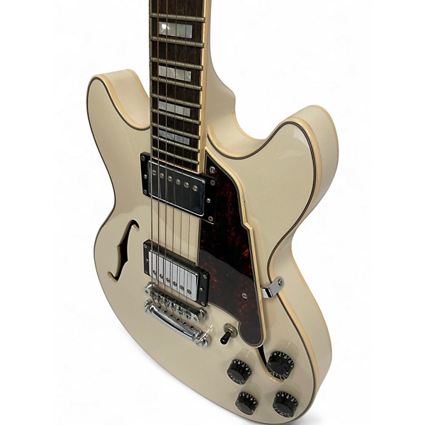 Used 2019 D'Angelico Premier Mini DC Olympic Pearl Hollow Body Electric Guitar
