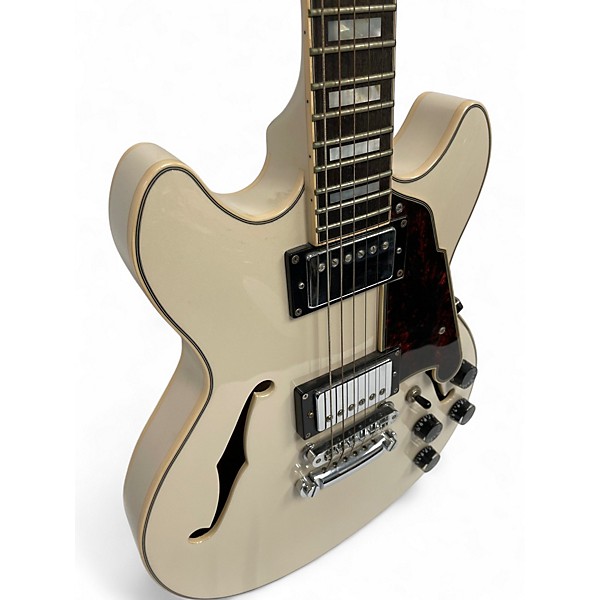 Used 2019 D'Angelico Premier Mini DC Olympic Pearl Hollow Body Electric Guitar