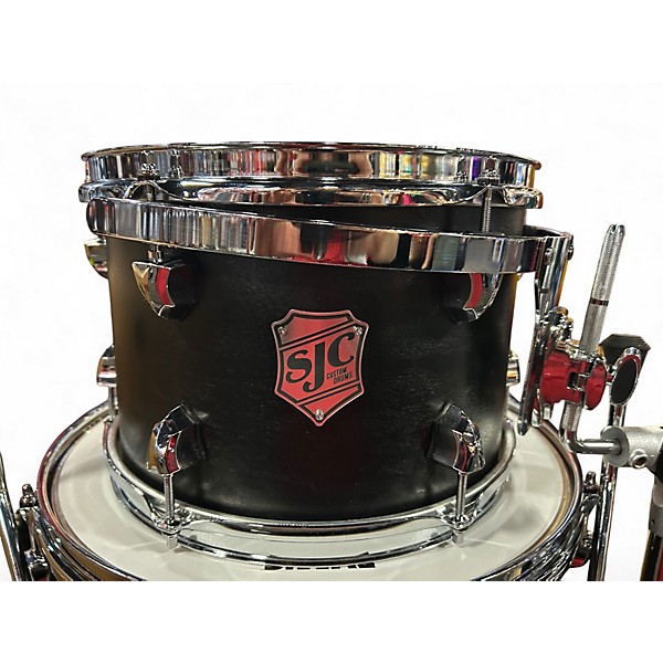 Used SJC Drums 4 Piece USA Custom Maple Black Onyx Drum Kit