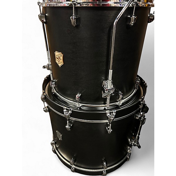 Used SJC Drums 4 Piece USA Custom Maple Black Onyx Drum Kit