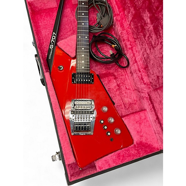 Used Roland GR700 and G707 Synthesizer Bundle Red Solid Body Electric Guitar