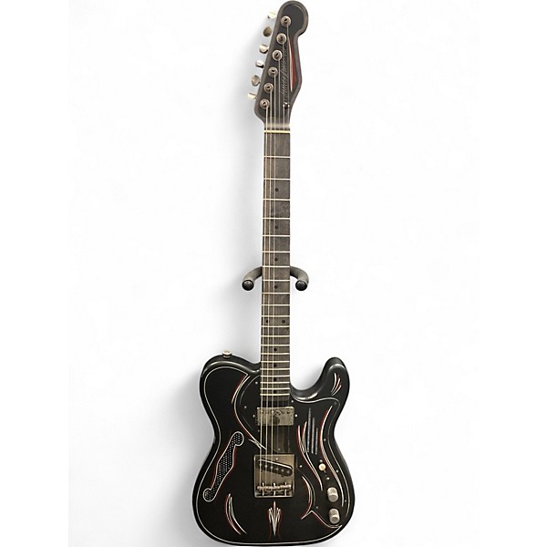 Used Trussart Pinstriped Steelcaster Black Hollow Body Electric Guitar