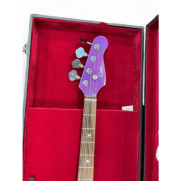 Used HardLuck Kings Spider Purple Electric Bass Guitar