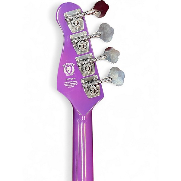 Used HardLuck Kings Spider Purple Electric Bass Guitar