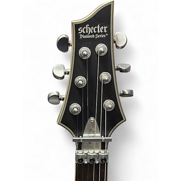 Used Schecter Guitar Research Damien Platinum 6 Floyd Rose Left Handed Sustainiac Satin Black Solid Body Electric Guitar