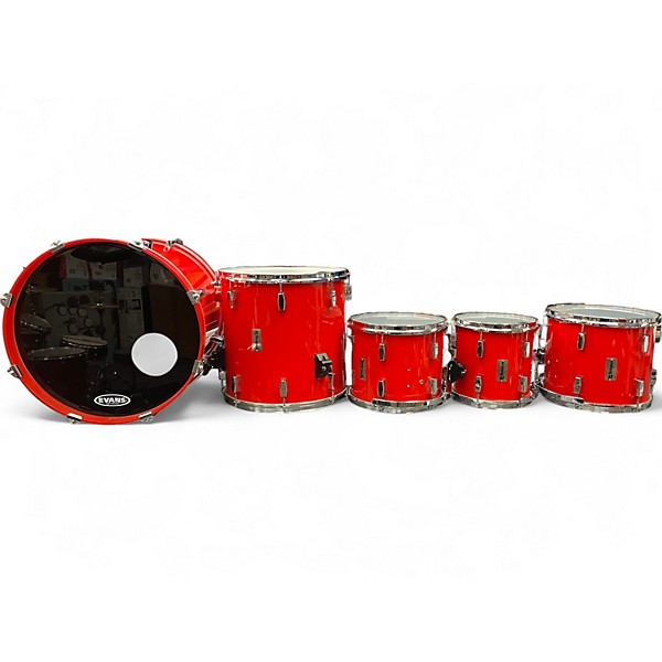 Vintage 1980s Tempus 5 Piece 5 Piece Carbon Fiber Kit Candy Apple Red Drum Kit