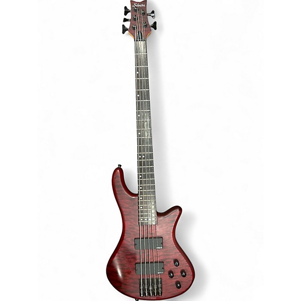 Used Schecter Guitar Research Stiletto Custom 5 String Black Cherry Electric Bass Guitar