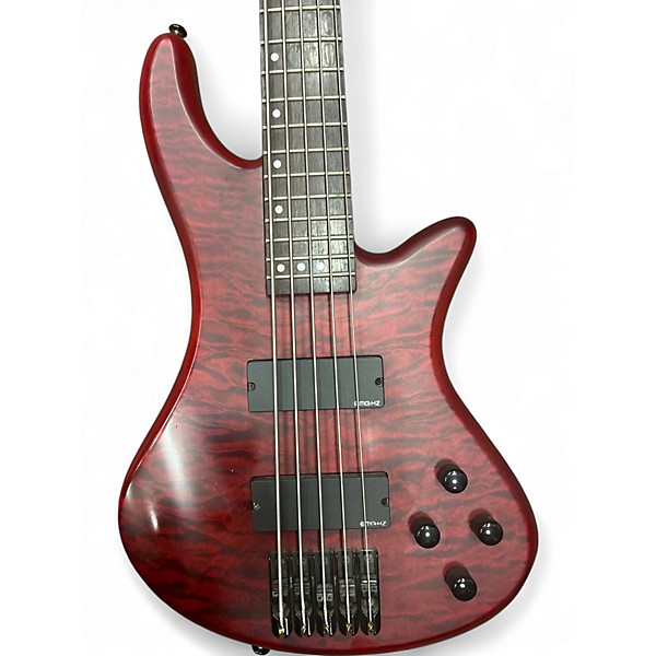 Used Schecter Guitar Research Stiletto Custom 5 String Black Cherry Electric Bass Guitar