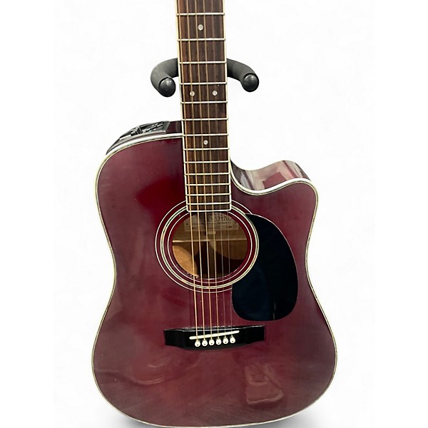 Used Takamine EG 334RC Wine Red Acoustic Electric Guitar