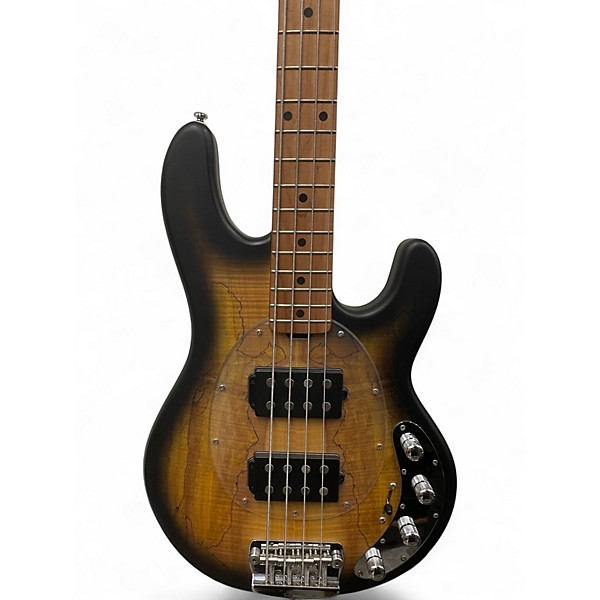 Used Sterling by Music Man Ray34 HH Spalted Top Sunburst Electric Bass Guitar