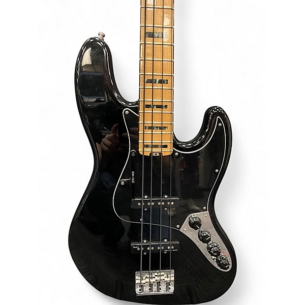 Used 2016 Fender American Elite Jazz Bass Black Electric Bass Guitar
