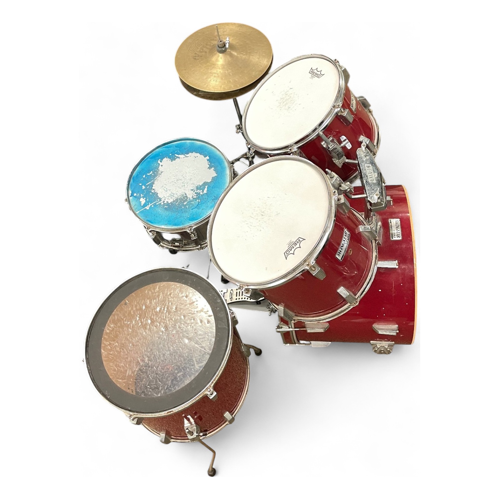 ◆TAMA◆ タマ ■ SWING STAR ■ スイングスター  タム タム タム ３個セット ワインレッド ★USED品   日本製 MADE ＩＮ JAPAN ジャパンヴィンテージ       です。 Used TAMA 5 Piece SWINGSTAR RED Drum Kit RED | Guitar Center