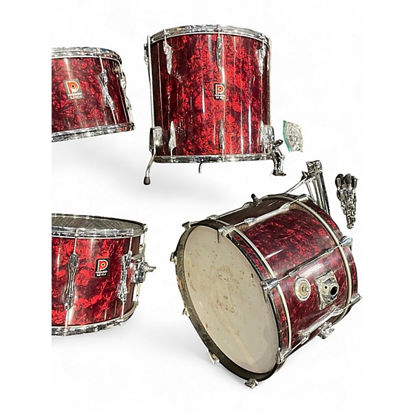 Used Premier 4 Piece 1960s C58 Burgundy Marine Pearl Drum Kit