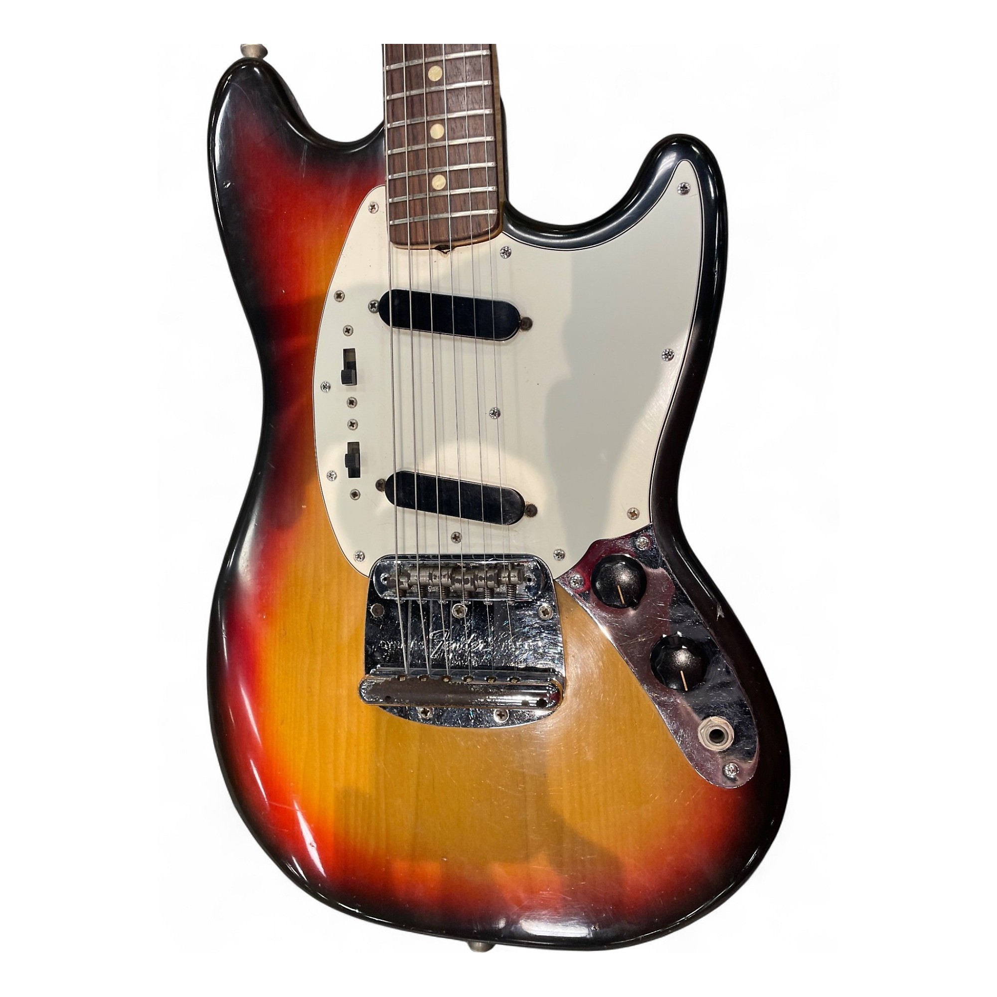 Vintage 1974 Fender Mustang Sunburst Solid Body Electric Guitar