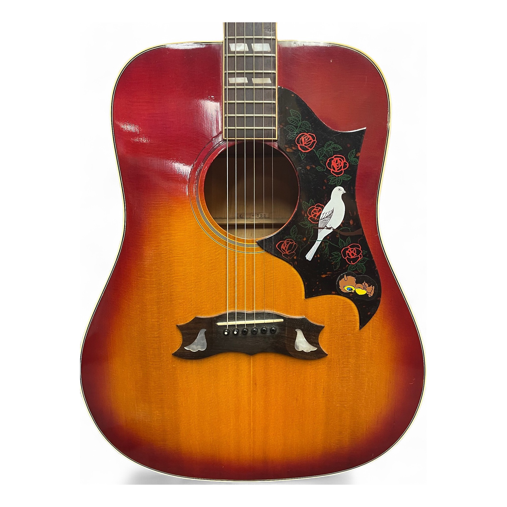 Used Canda 303 Dove Cherry Sunburst Acoustic Guitar Cherry