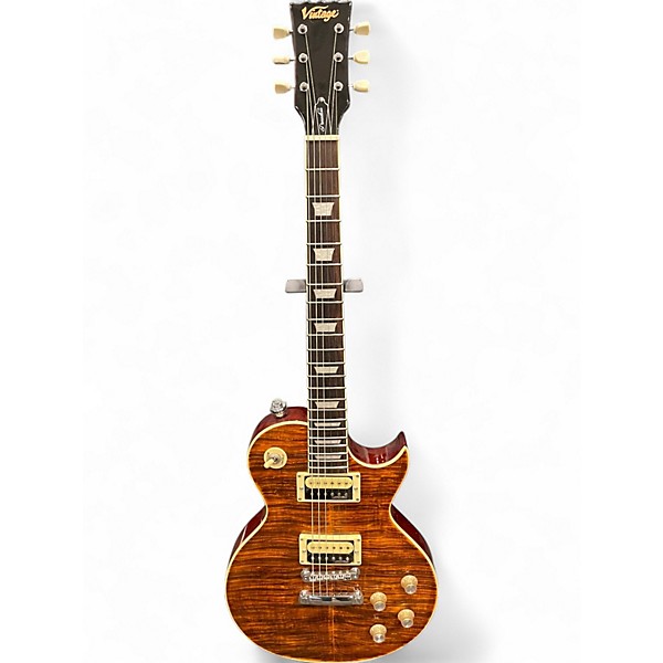 Used Vintage Paradise V100 Flame Amber Solid Body Electric Guitar