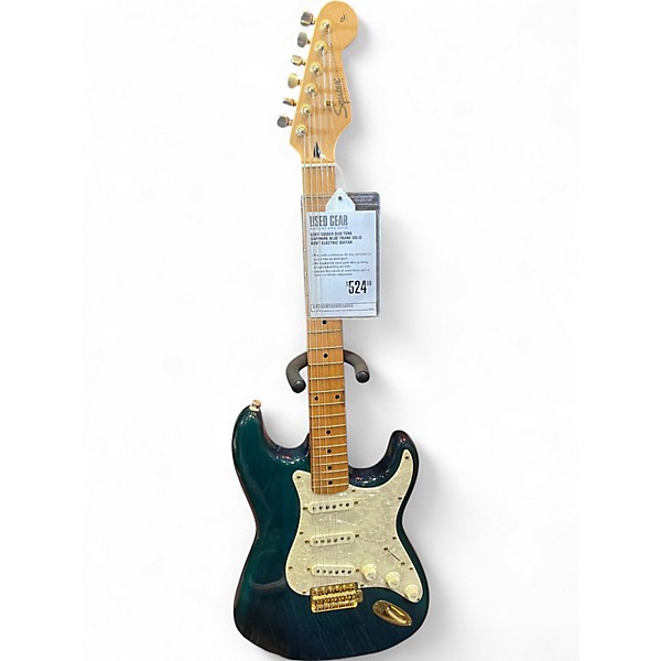 Used Squier DUO TONE Sapphire Blue Trans Solid Body Electric Guitar