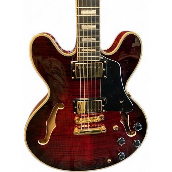 Used Aio SEMI HOLLOW Red Burst Hollow Body Electric Guitar