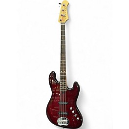 Used Lakland USA Series 44-AJ Apple Red Transparent Electric Bass Guitar