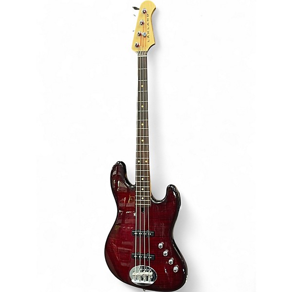 Used Lakland USA Series 44-AJ Apple Red Transparent Electric Bass Guitar