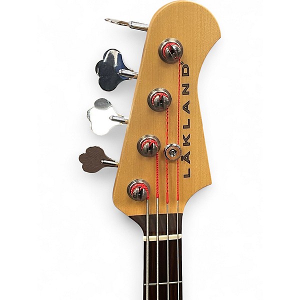Used Lakland USA Series 44-AJ Apple Red Transparent Electric Bass Guitar