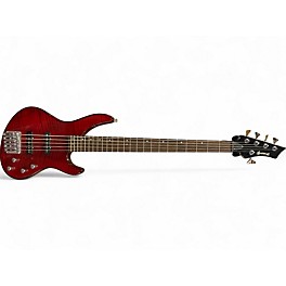 Used Brownsville 5 STRING BASS Crimson Red Trans Electric Bass Guitar