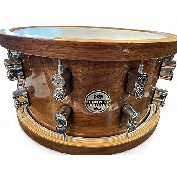 Used PDP by DW 7.5X14 LTD ED MAPLE AND WALNUT SNARE Dark Stain Drum