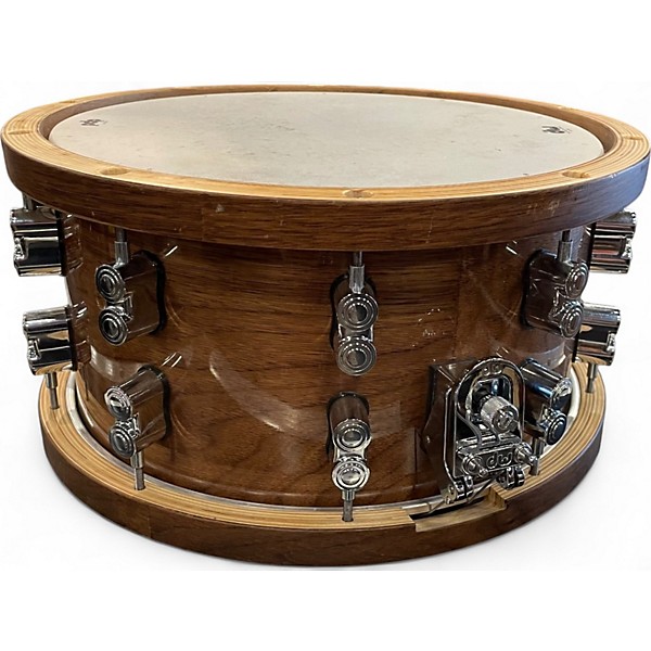 Used PDP by DW 7.5X14 LTD ED MAPLE AND WALNUT SNARE Dark Stain Drum