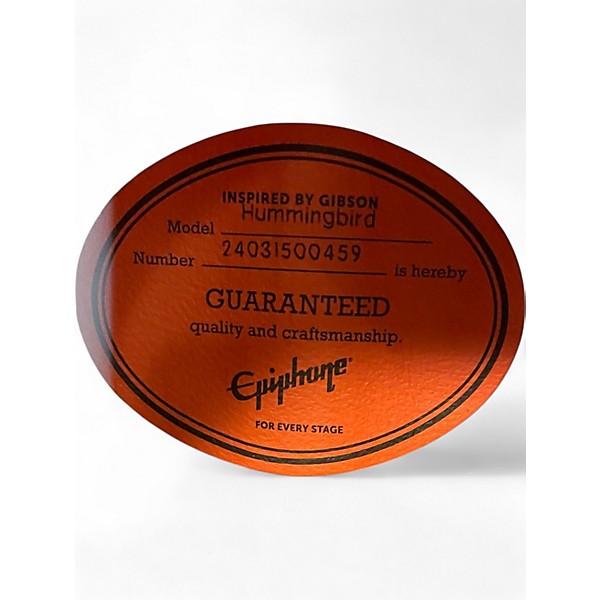 Used Epiphone inspired by gibson hummingbird Natural Acoustic Electric Guitar