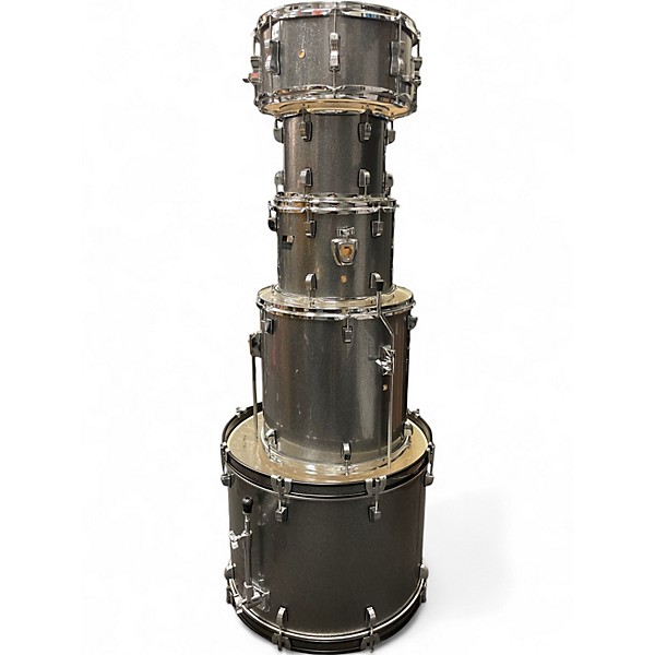 Used Ludwig 5 Piece BackBeat Complete 5-Piece Drum Set With Hardware and Cymbals Metallic Silver Sparkle Drum Kit