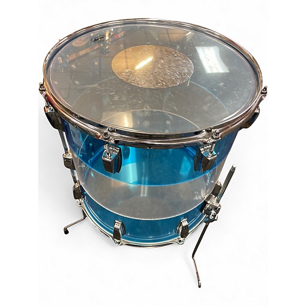 Used Ludwig 3 Piece Vistalite 50th Anniversary Fab 3-Piece Shell Pack Blue/Clear/Blue Drum Kit