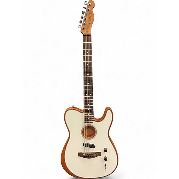 Used Fender Acoustasonic Player Telecaster Atomic White Acoustic Electric Guitar