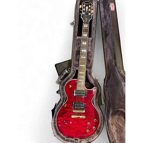 Used Ephiphone LES PAUL CUSTOM PROPHCY PLUS Red Solid Body Electric Guitar