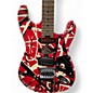 Used EVH Striped Series Frankie Red with Black and White Stripes Solid Body Electric Guitar thumbnail