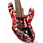Used EVH Striped Series Frankie Red with Black and White Stripes Solid Body Electric Guitar
